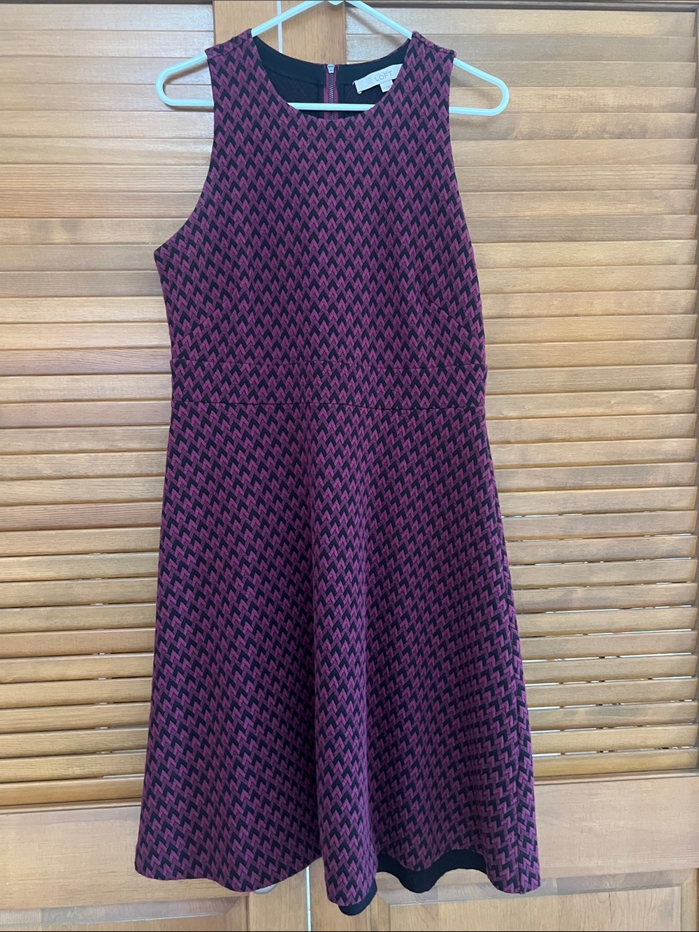 LOFT Black and Magenta Chevron Knit Dress